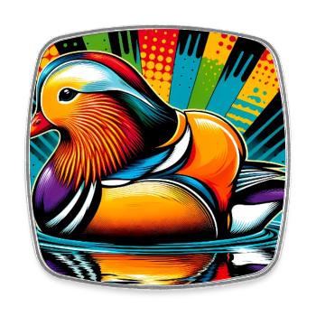 Mandarin duck - Square fridge magnet - white - Front