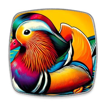 Mandarin duck - Square fridge magnet - white - Front
