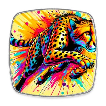 cheetah - Square fridge magnet - white - Front