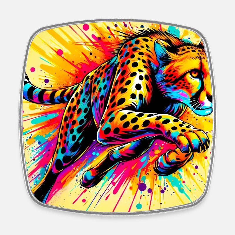 Gepard - Viereckiger Kühlschrankmagnet - Weiß