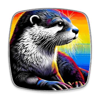 Otter - Viereckiger Kühlschrankmagnet - Weiß - Vorne