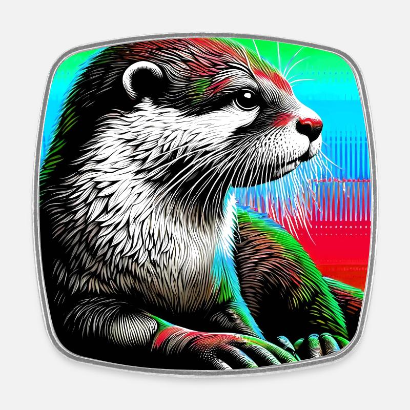 otter - Square fridge magnet - white