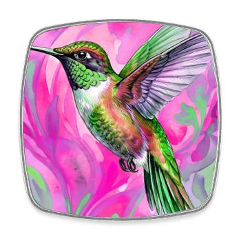 Kolibri - Viereckiger Kühlschrankmagnet - Weiß - Vorne