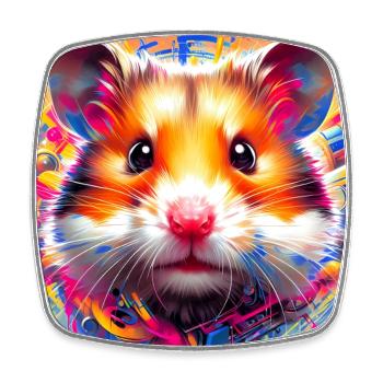 hamster - Square fridge magnet - white - Front