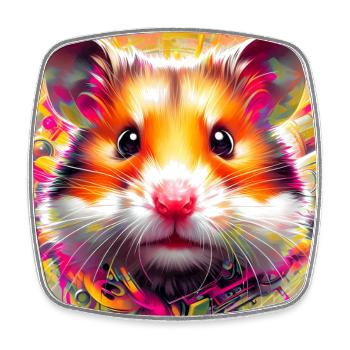 Hamster - Viereckiger Kühlschrankmagnet - Weiß - Vorne