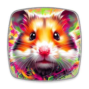 Hamster - Viereckiger Kühlschrankmagnet - Weiß - Vorne