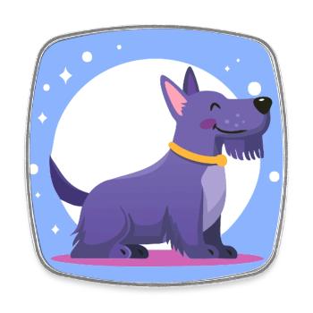 Lila Scottish-Terrier (Comic) - Viereckiger Kühlschrankmagnet - Weiß - Vorne