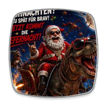 Liefernacht Weihnachtsmann Dino Humor Spruch Wild - Viereckiger Kühlschrankmagnet - Weiß - Vorne