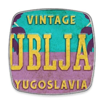 Ljubljana Yugoslavia vintage shield - Square fridge magnet - white - Front