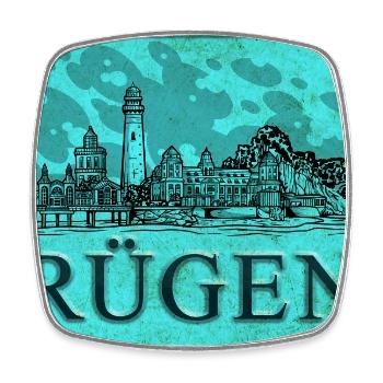 Rügen Vintage Schild - Viereckiger Kühlschrankmagnet - Weiß - Vorne