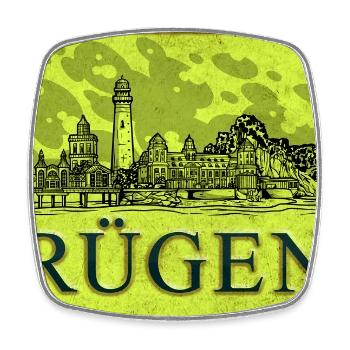 Rügen Vintage Schild - Viereckiger Kühlschrankmagnet - Weiß - Vorne