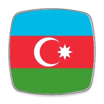 Autocollant drapeau de l'Azerbaïdjan Aufkleber Azerbaïdjan - Magnet carré - blanc - Devant