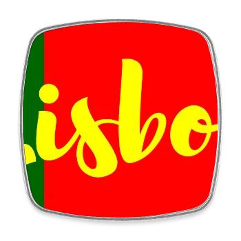 Lisbon City in Portuguese Flag Colors - Square fridge magnet - white - Front