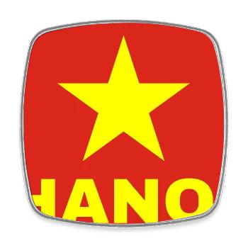 La ville de Hanoi dans le drapeau vietnamien - Magnet carré - blanc - Devant