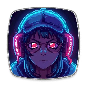 Neon gamer avec casque - Magnet carré - blanc - Devant