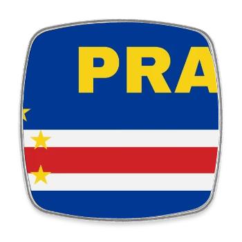 Praia in Cabo Verde Flag - Square fridge magnet - white - Front