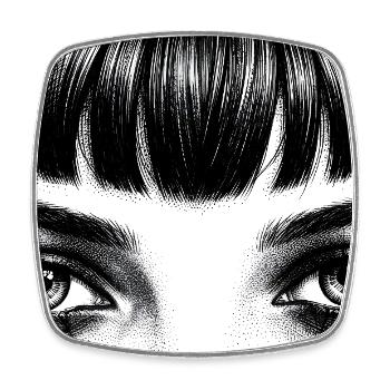 Conception en forme de goutte aux yeux noirs et blancs - Magnet carré - blanc - Devant