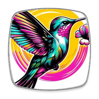 Colibri - Magnet carré - blanc - Devant
