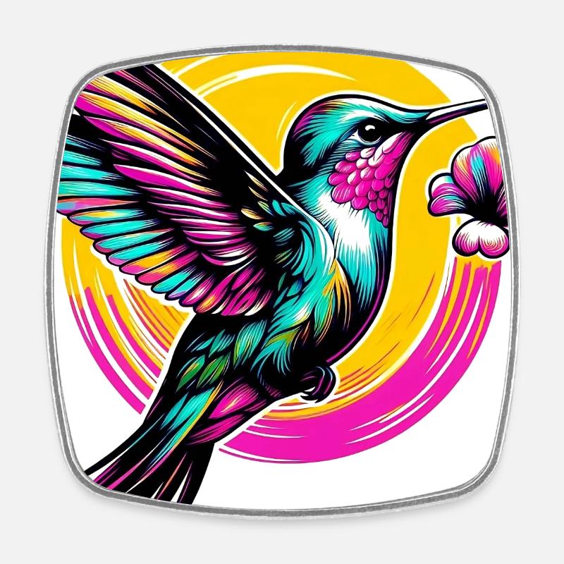 Colibri - Magnet carré - blanc