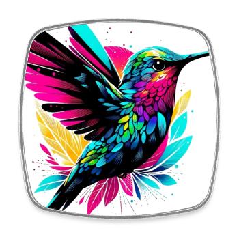 Colibri - Magnet carré - blanc - Devant