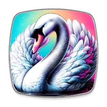 Schwan - Viereckiger Kühlschrankmagnet - Weiß - Vorne