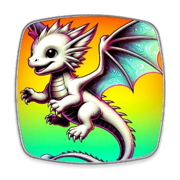 dragon - Square fridge magnet - white - Front