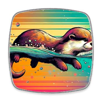 Otter - Viereckiger Kühlschrankmagnet - Weiß - Vorne