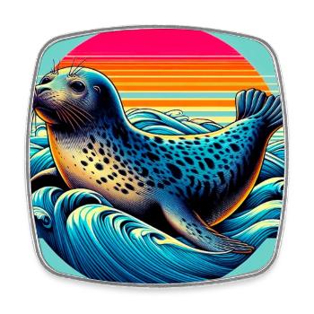seal - Square fridge magnet - white - Front
