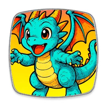 dragon - Square fridge magnet - white - Front