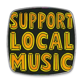 Panneau dessiné à la main « Soutenez la musique locale » - Magnet carré - blanc - Devant