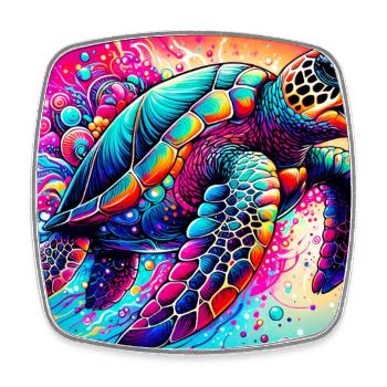 turtle - Square fridge magnet - white - Front