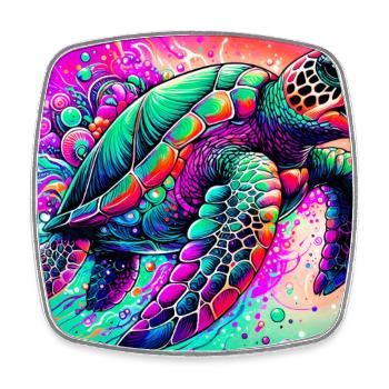 turtle - Square fridge magnet - white - Front