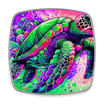 turtle - Square fridge magnet - white - Front