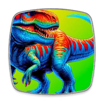 Dinosaurier - Viereckiger Kühlschrankmagnet - Weiß - Vorne