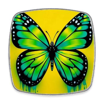 papillon - Magnet carré - blanc - Devant