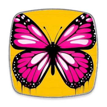 papillon - Magnet carré - blanc - Devant