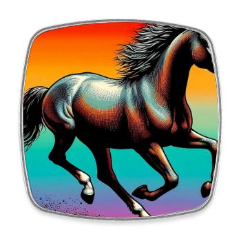 cheval - Magnet carré - blanc - Devant