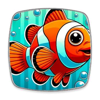 Poisson-clown - Magnet carré - blanc - Devant