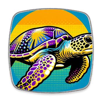 turtle - Square fridge magnet - white - Front