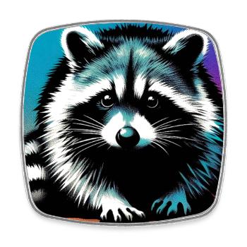 Raccoon - Square fridge magnet - white - Front