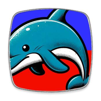 dolphin - Square fridge magnet - white - Front