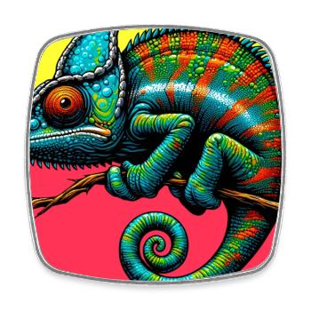 chameleon - Square fridge magnet - white - Front