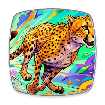 cheetah - Square fridge magnet - white - Front