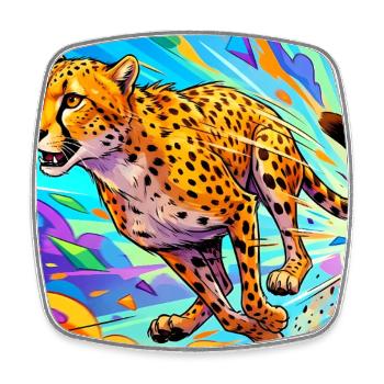 Gepard - Viereckiger Kühlschrankmagnet - Weiß - Vorne