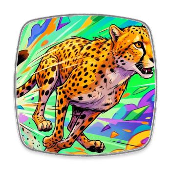 cheetah - Square fridge magnet - white - Front