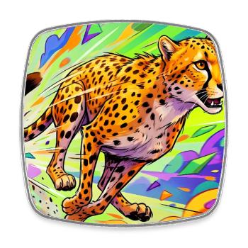cheetah - Square fridge magnet - white - Front