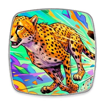 cheetah - Square fridge magnet - white - Front