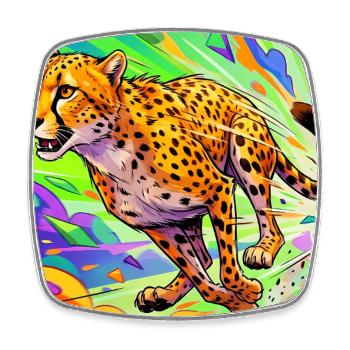 cheetah - Square fridge magnet - white - Front