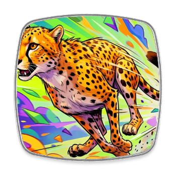 Gepard - Viereckiger Kühlschrankmagnet - Weiß - Vorne