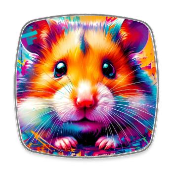 Hamster - Viereckiger Kühlschrankmagnet - Weiß - Vorne
